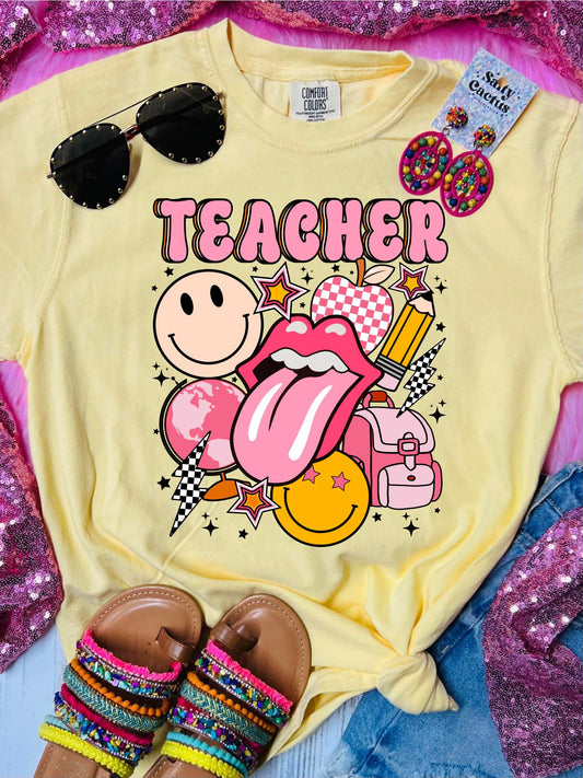 *DTG* Teacher Tongue Smile Butter Yellow Comfort Color