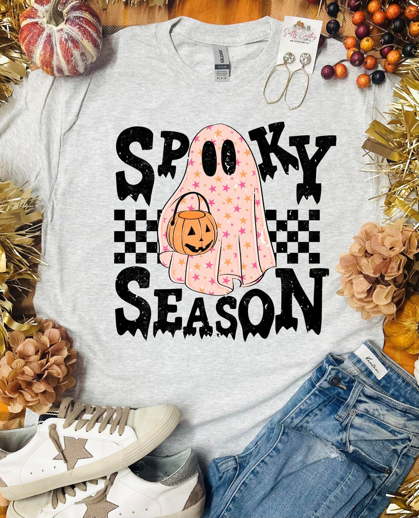 Spooky Season Ghost Ash Grey Tee