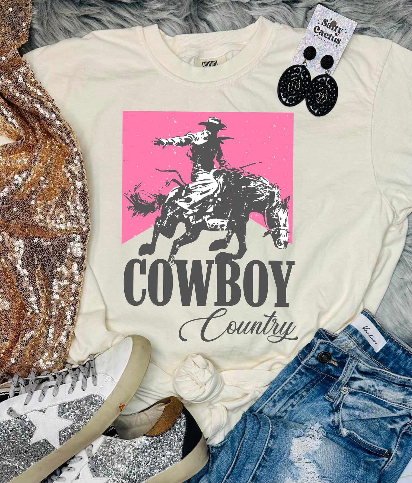 *DTG* Cowboy Country Ivory Comfort Color Tee