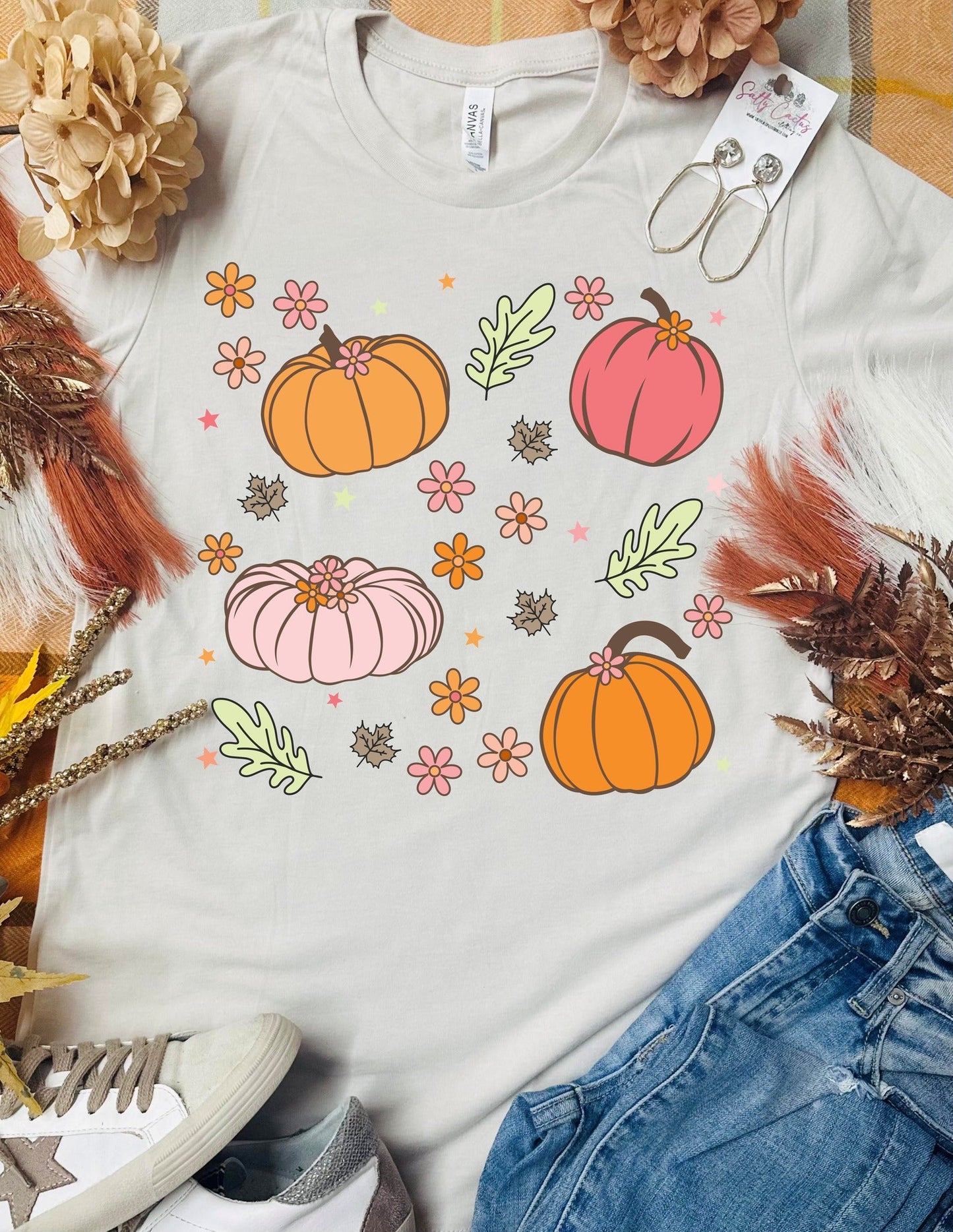 Retro Pumpkins Tan Tee