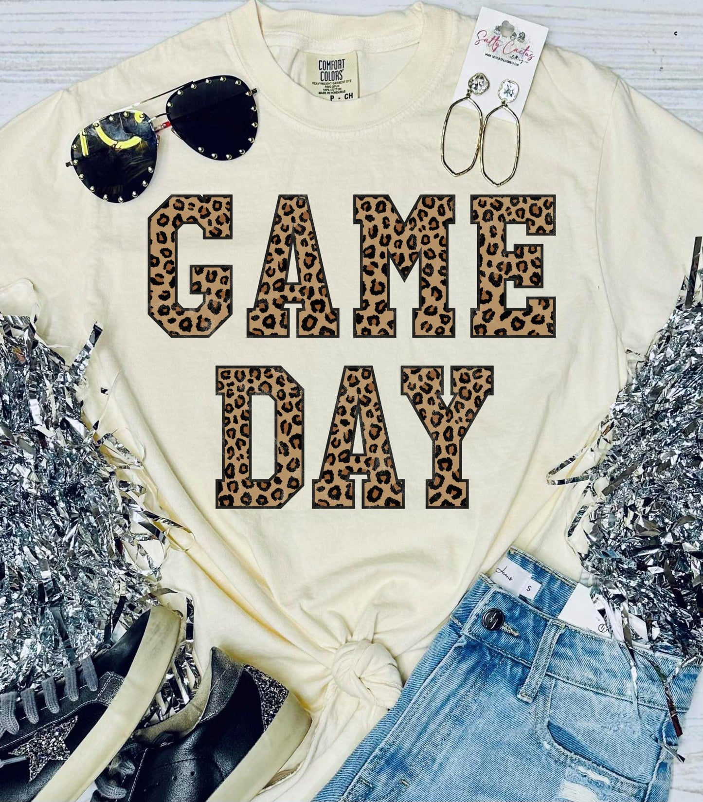 *DTG* Game Day Leopard on Ivory Comfort Color Tee