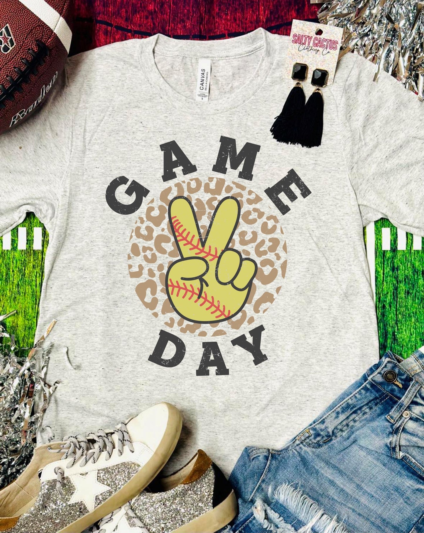 Game Day Peace Softball Grey Triblend Bella