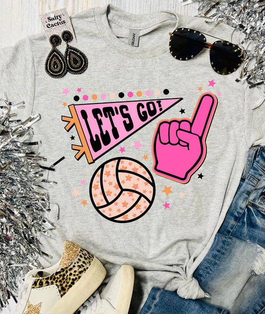 Neon Preppy Volleyball Ash Grey Tee