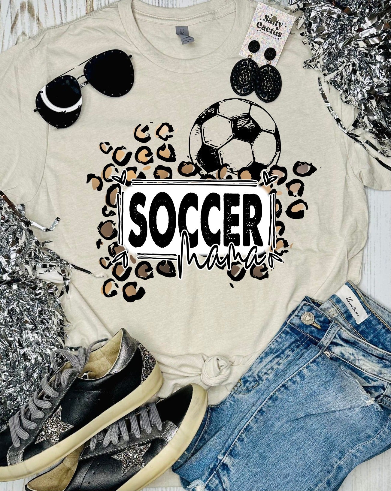 *DTG* Soccer Mama Leopard Tan Tee