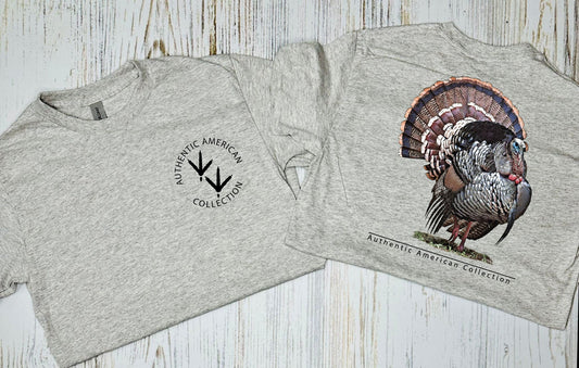 Authentic American Turkey FRONT AND BACK Ash Grey Tee