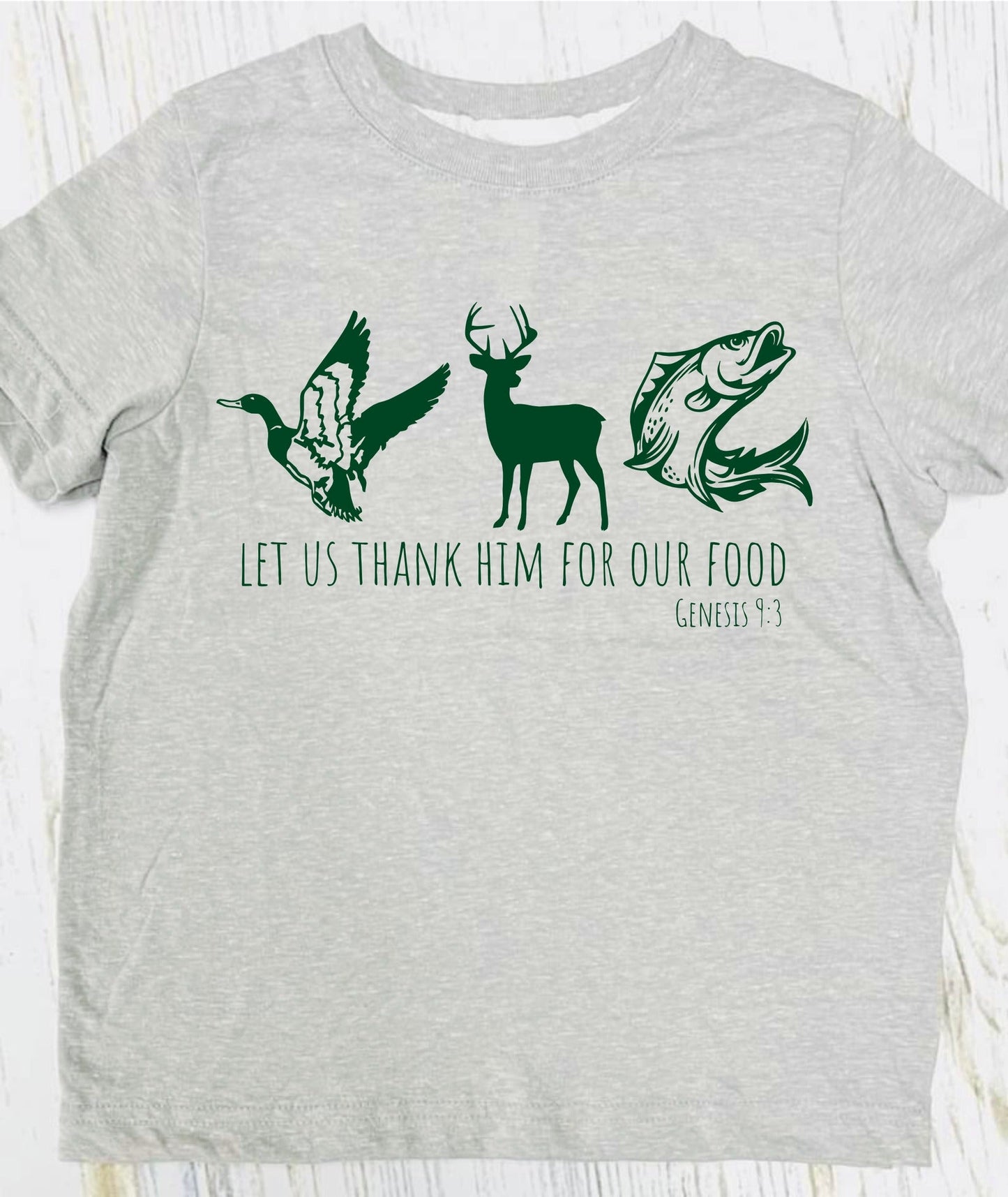 Let Us Thank Him For Our Food FRONT AND BACK Ash Grey Tee