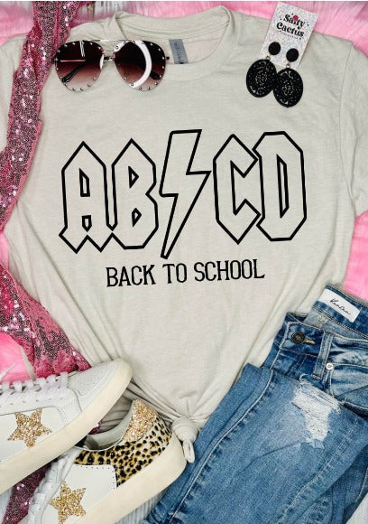 ABCD Back to School All Black Design Tan Tee