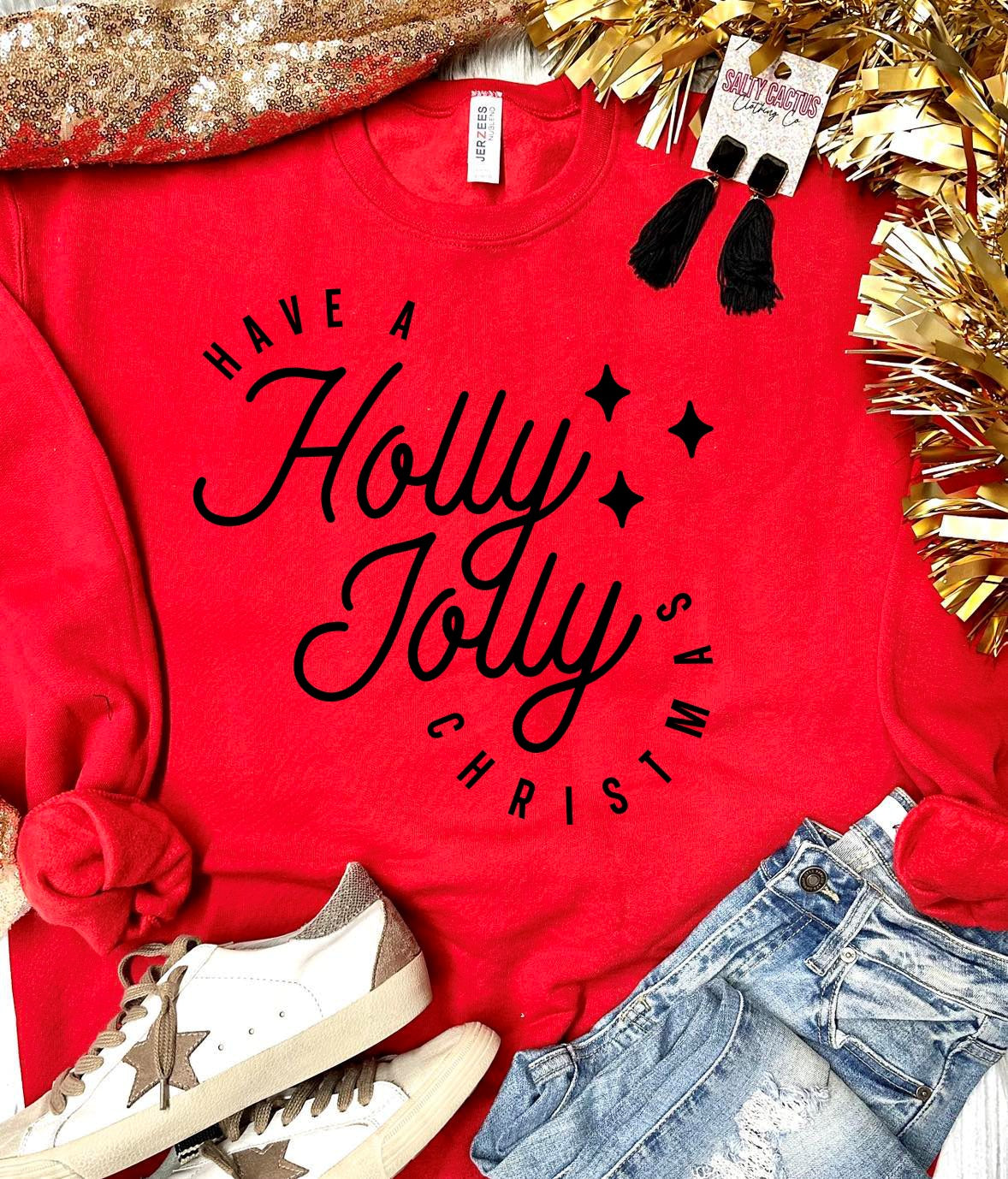 Have A Holly Jolly Christmas Retro Red Sweatshirt