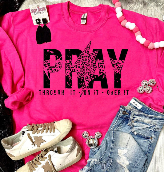 Pray Through it Leopard Heliconia Sweatshirt