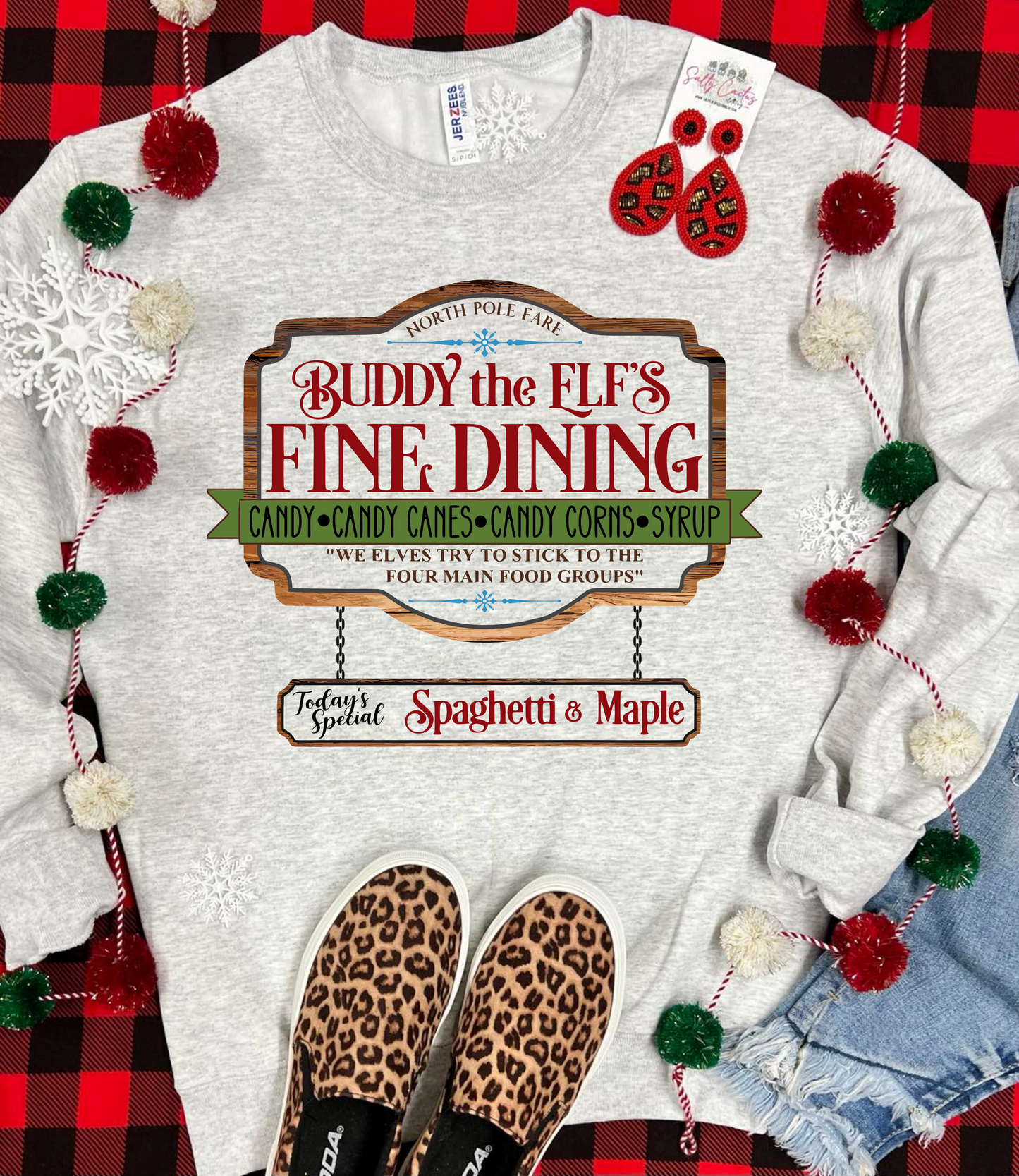 Buddy The Elf Fine Dining Ash Grey Sweatshirt