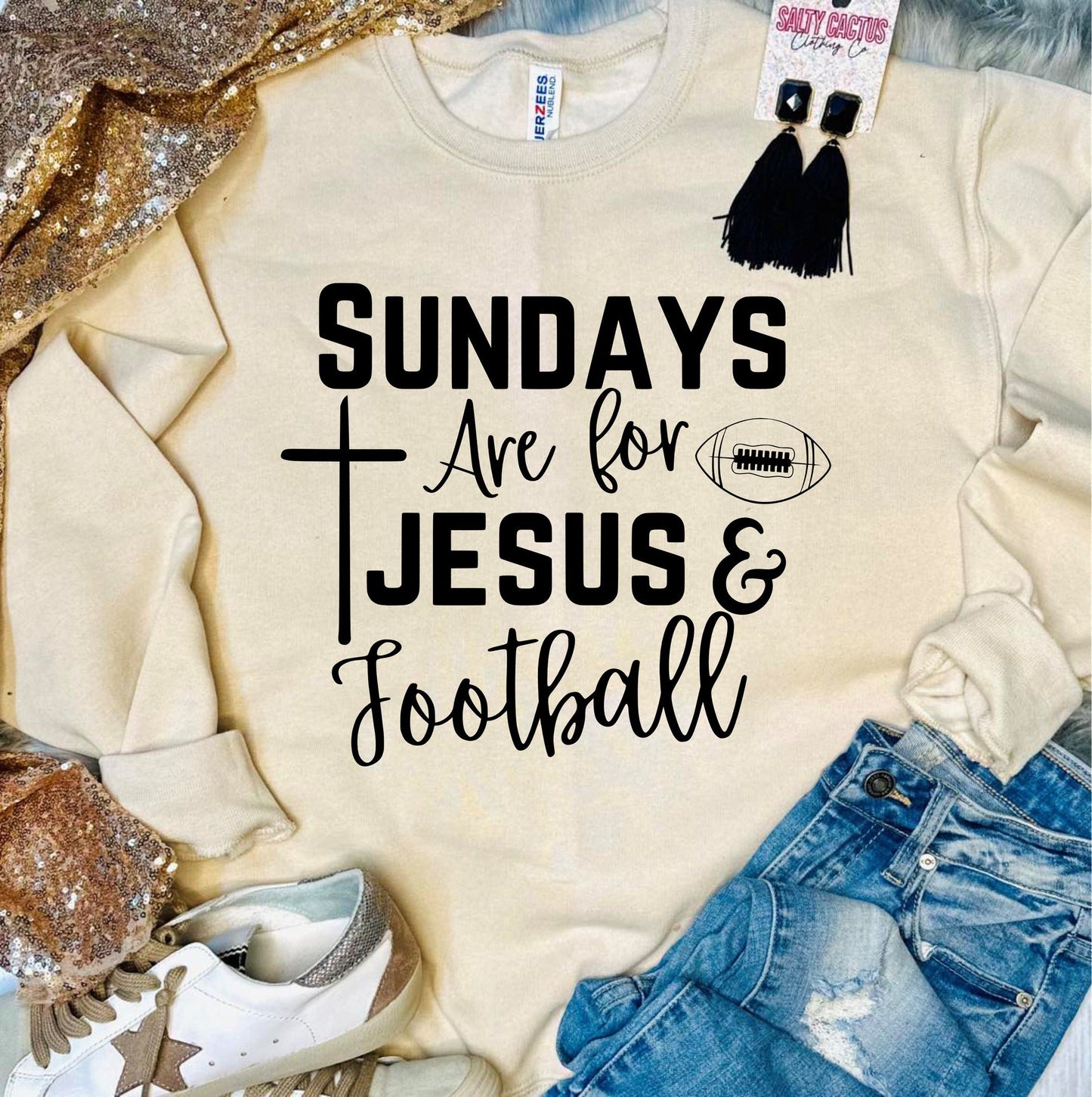 Sundays Are For Jesus & Football Sandstone Sweatshirt