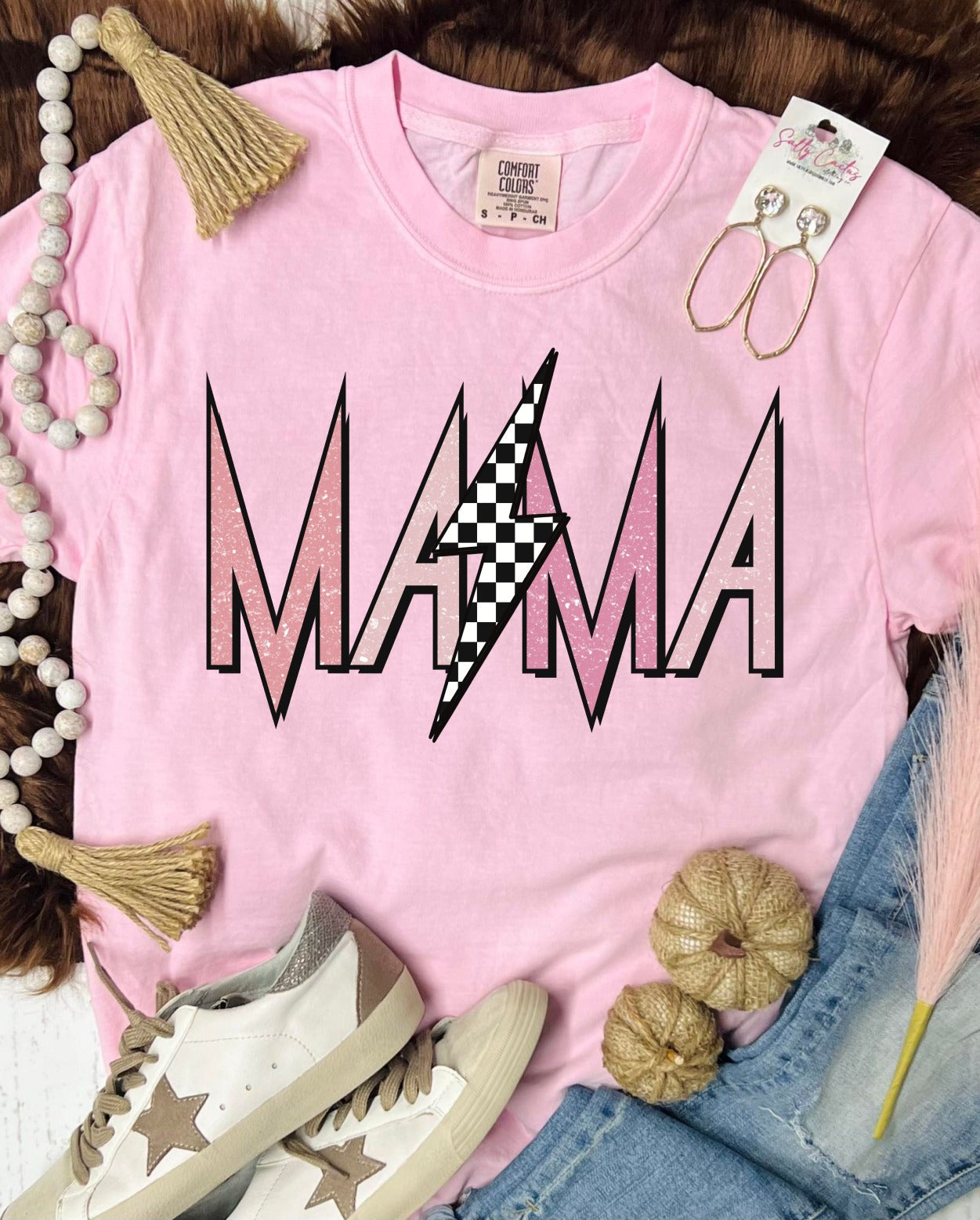 *DTG* Mama Pink Bolt Blossom Comfort Color Tee