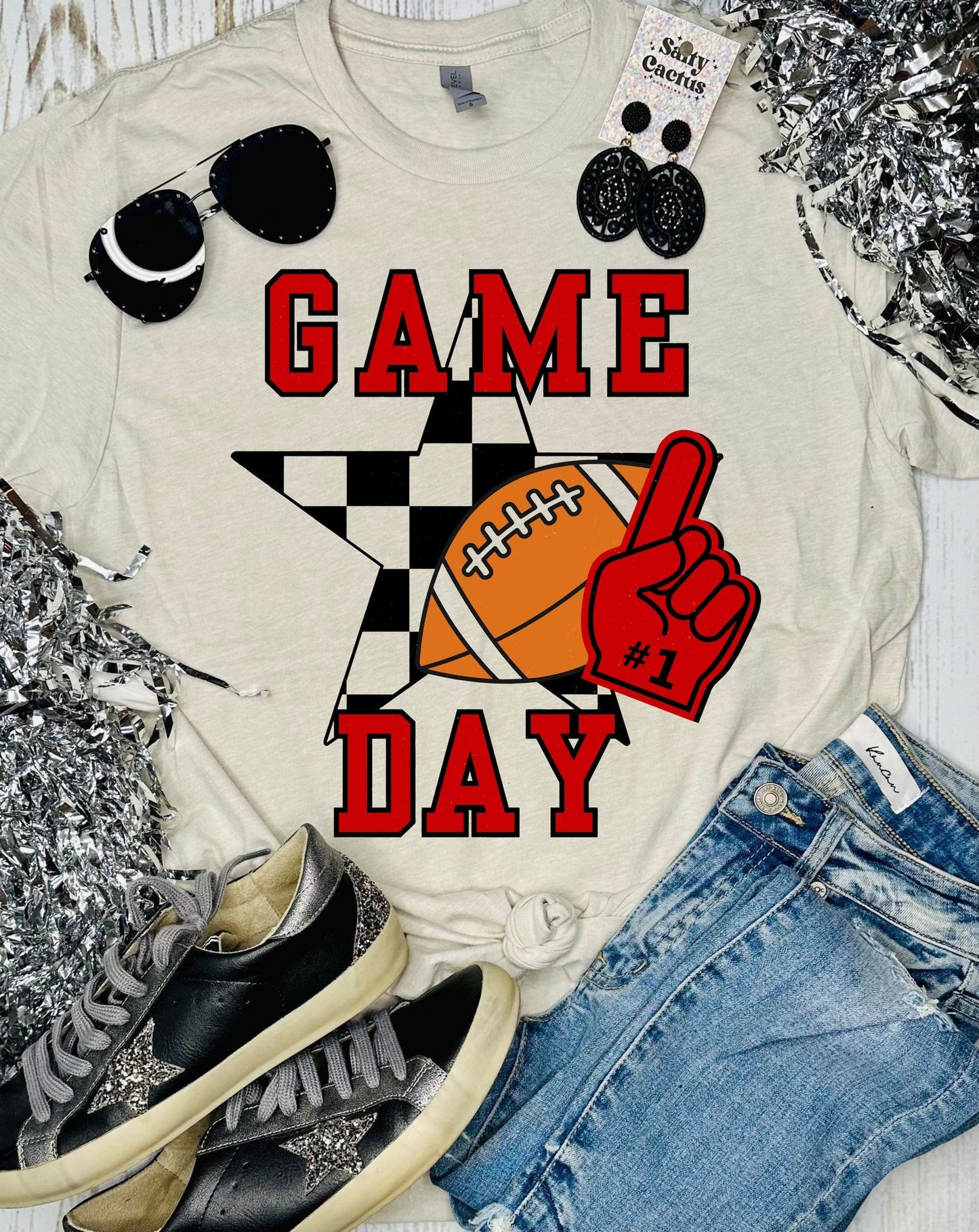 Kids Game Day Checkered Sar Tan Tee