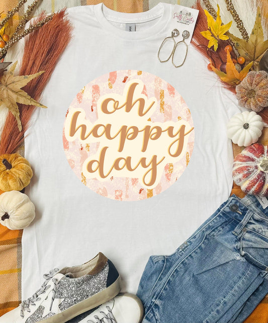 Oh Happy Day Circle White Tee