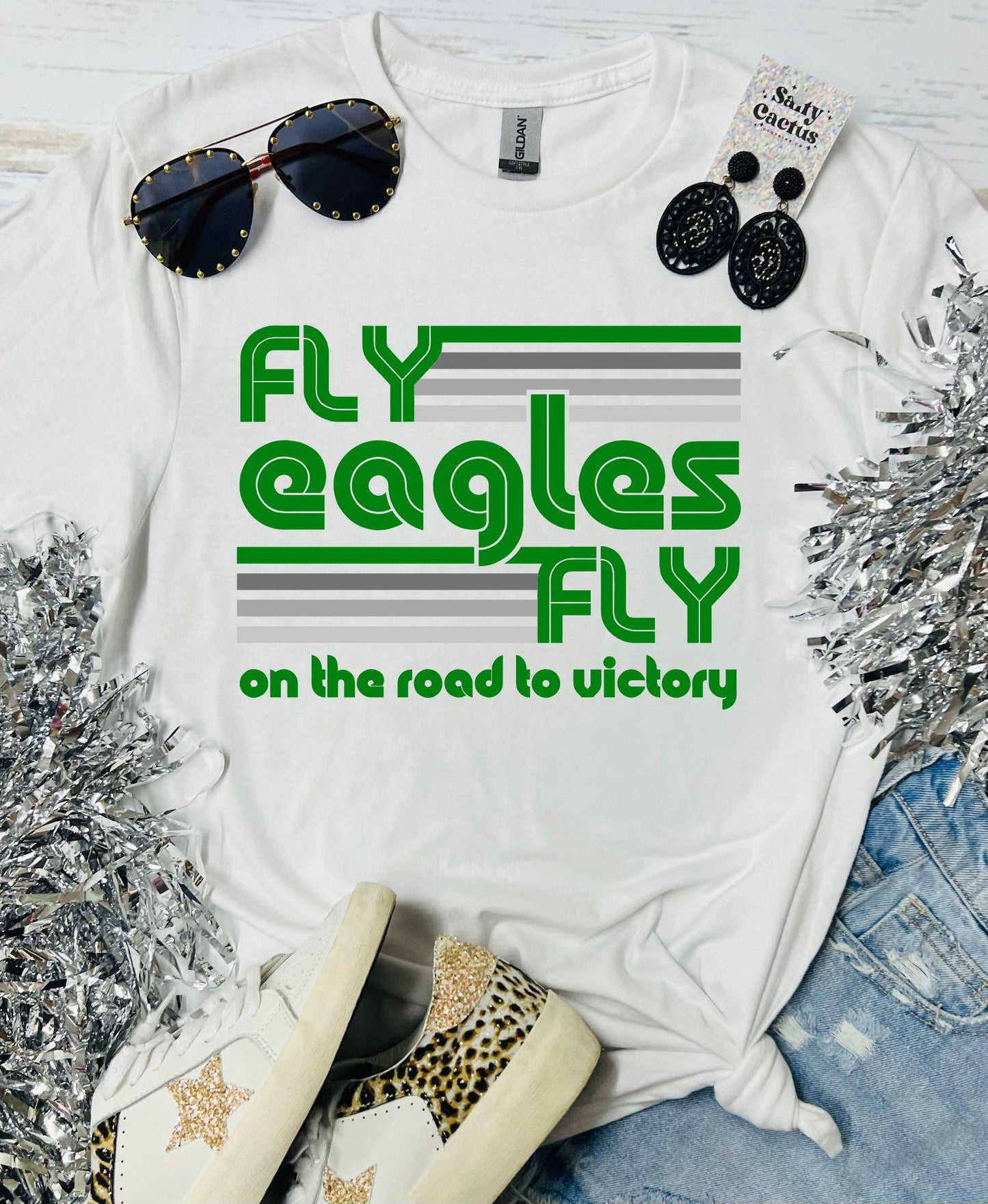 Fly Eagles Fly On The Road to Victory White Tee