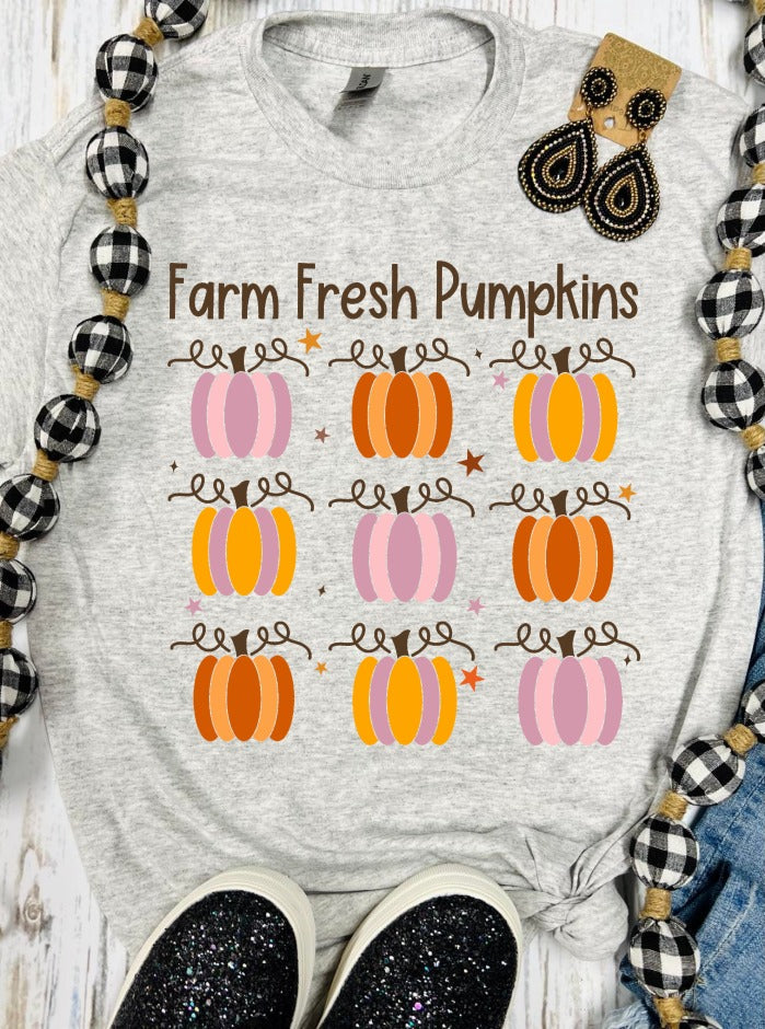 Farm Fresh Pumpkins Colorful Ash Grey Tee