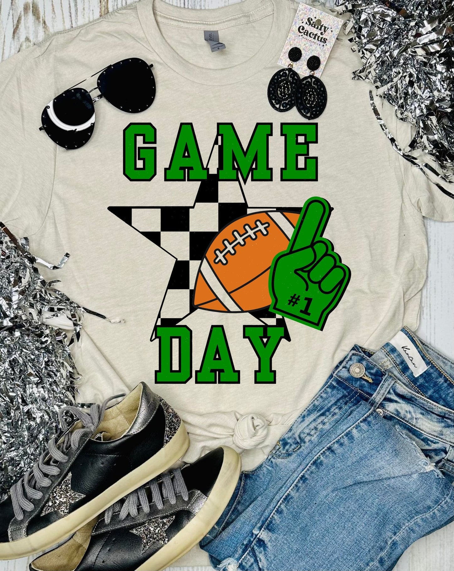 Kids Game Day Checkered Sar Tan Tee