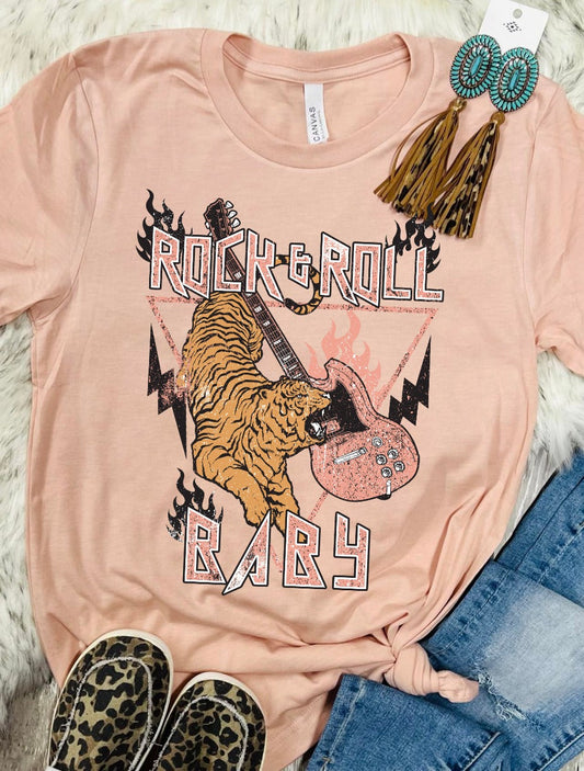 Rock and Roll Baby Peach Tee