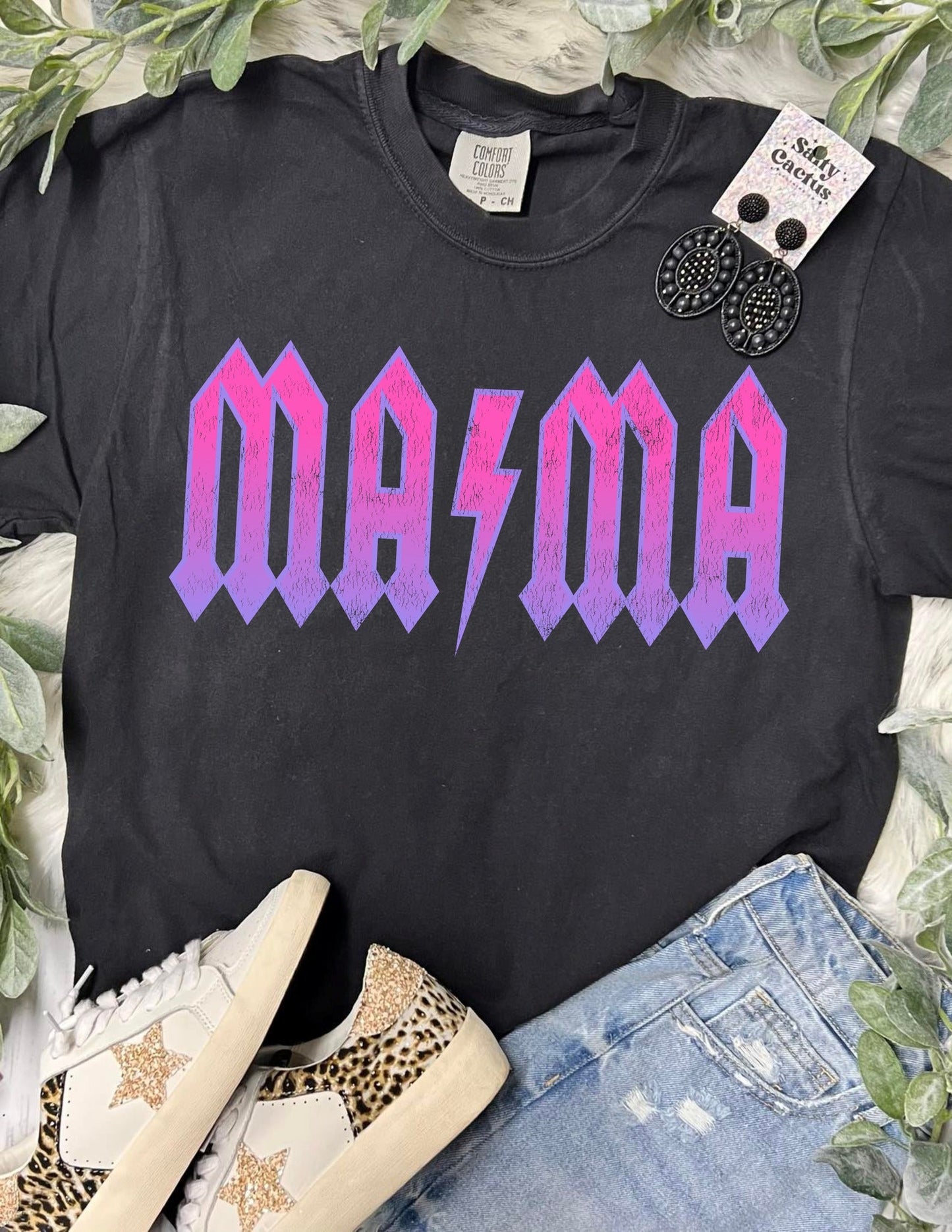 *DTG* Mama Neon Rocker Black Comfort Color