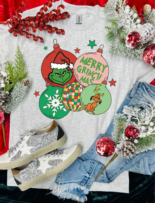 Grinch Ornament Ash Grey Tee