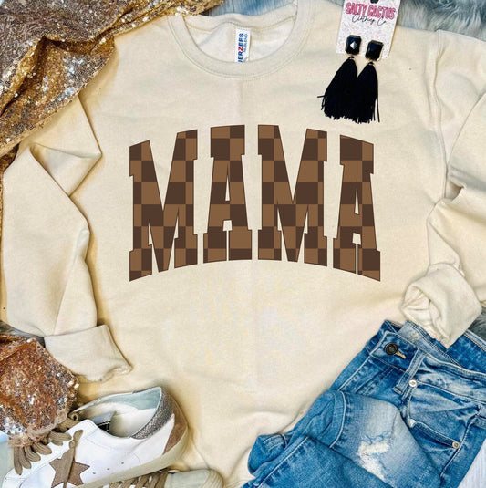 Mama Brown Checkered Sandstone Sweatshirt