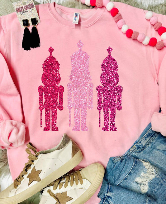 *DTG* Sparkly Nutcrackers Baby Pink Sweatshirt