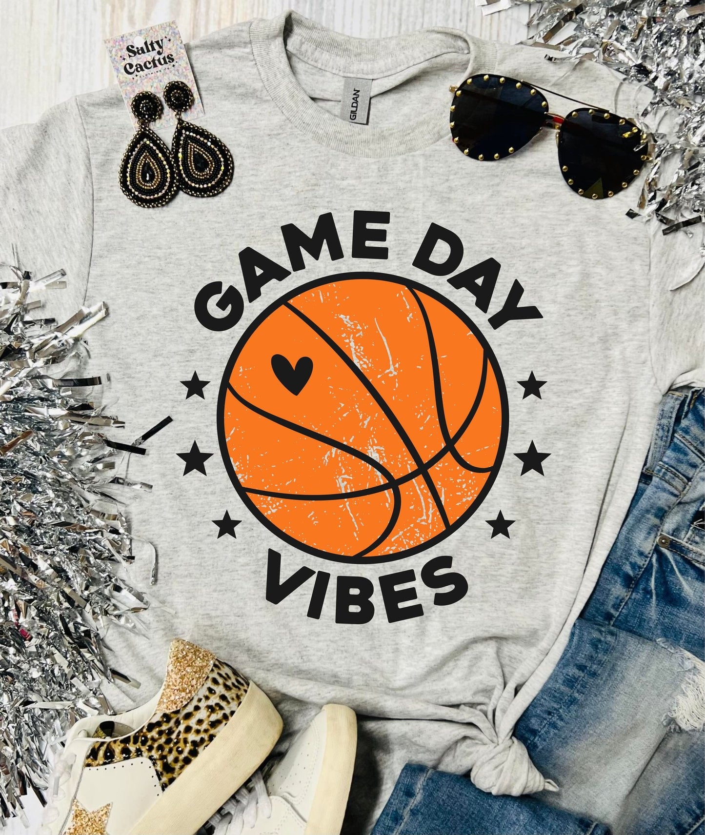 Basketball Game Day Vibes Ash Grey Tee