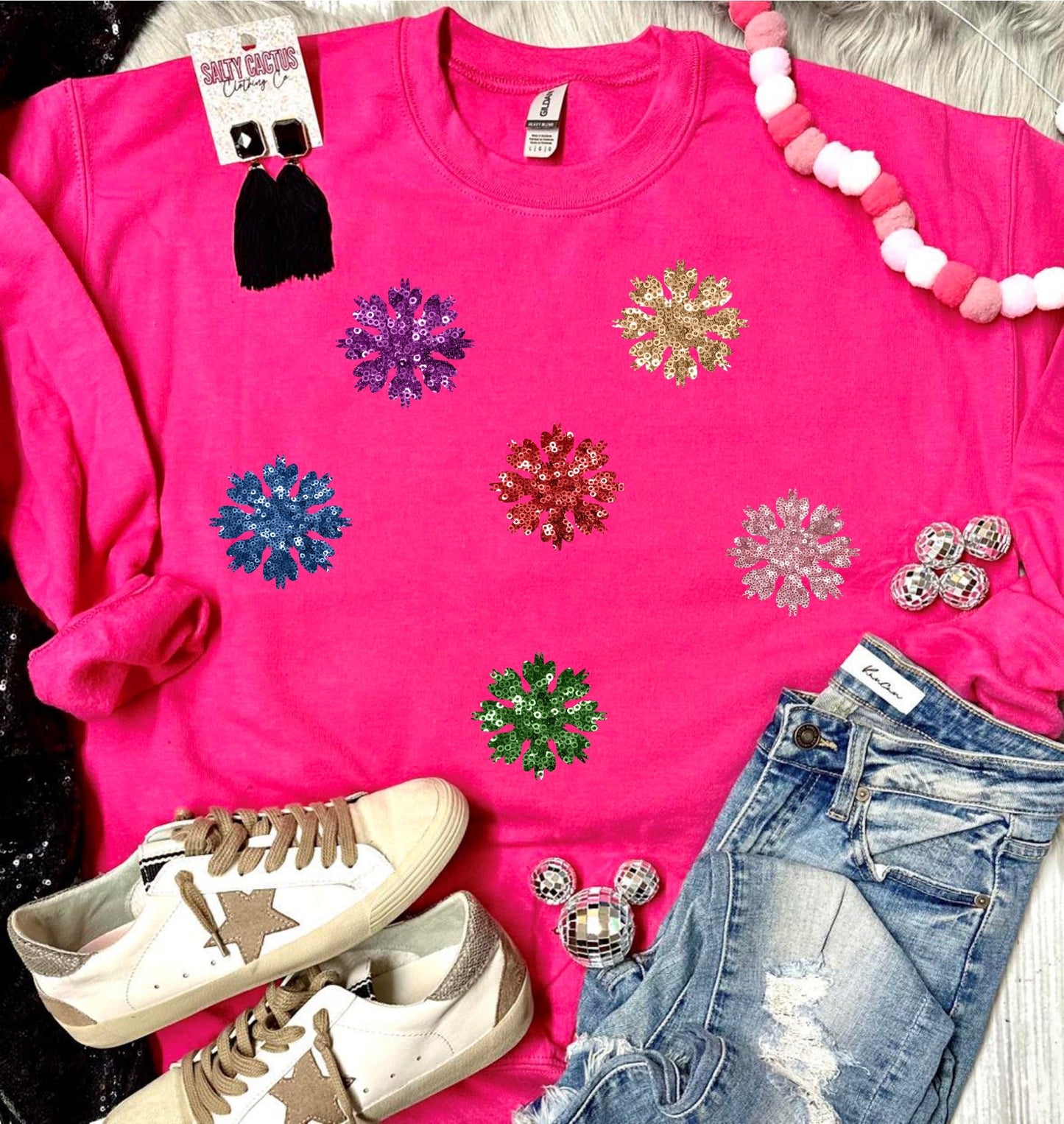 *DTG* Sparkly Sequins Snowcones Heliconia Sweatshirt