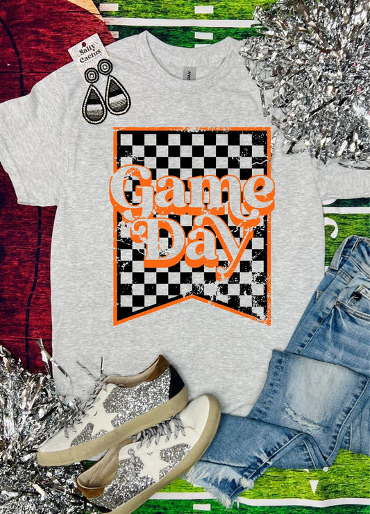 Game Day Checkered Flag Ash Grey Tee