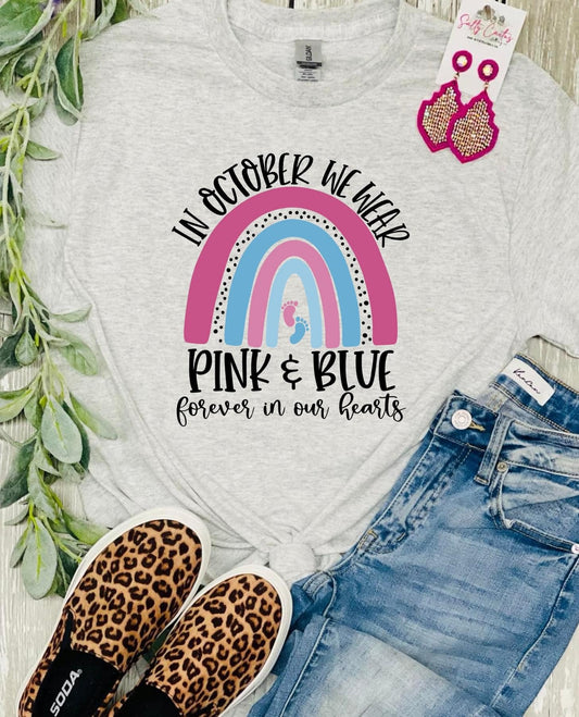 In October We Wear Pink and Blue Ash Grey Tee