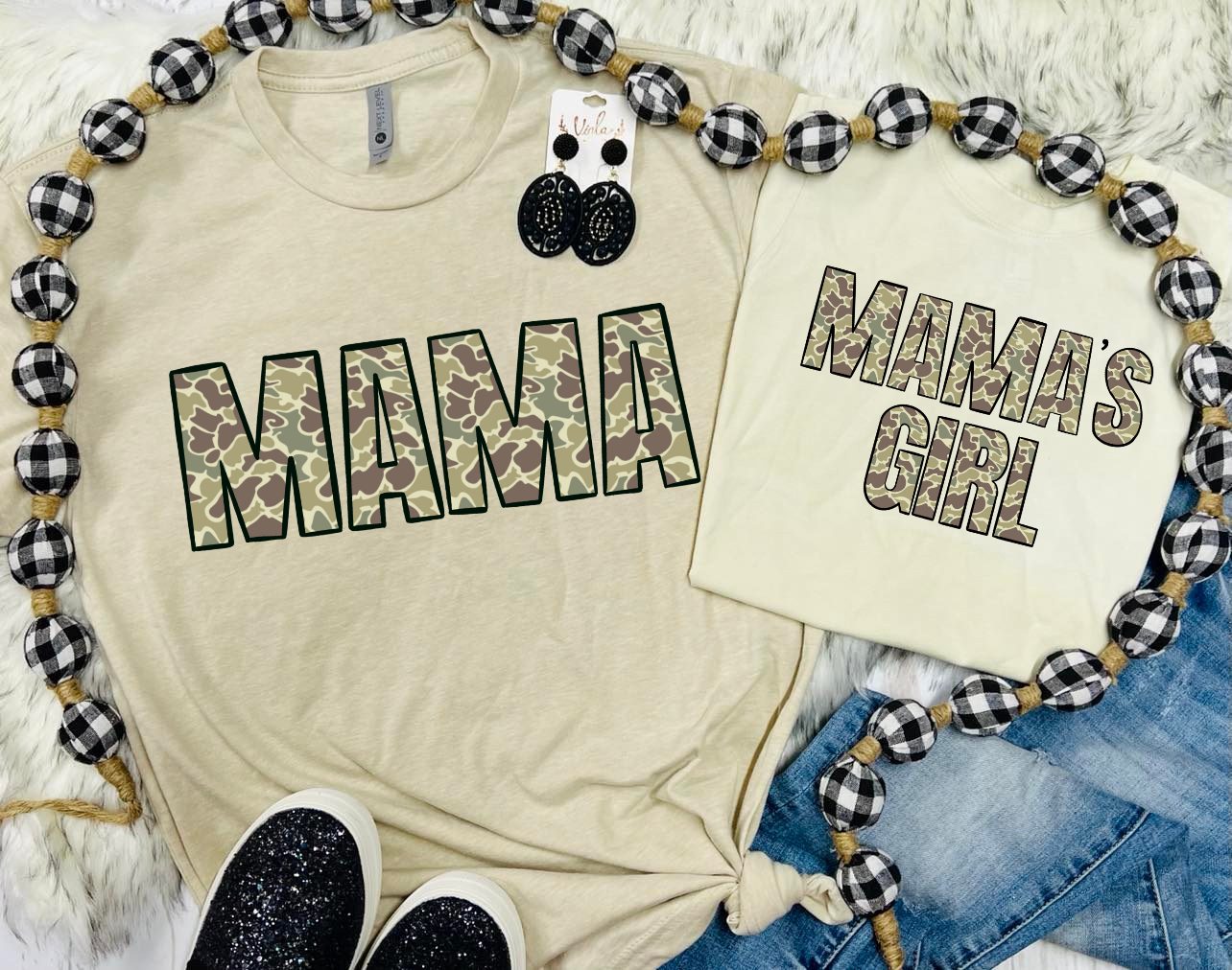 Mama/ Mamas Girl or Boy Digital Camo Tan Tee