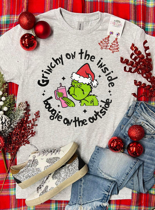 Grinchy On The Inside Bougie On the Outside Ash Grey Tee