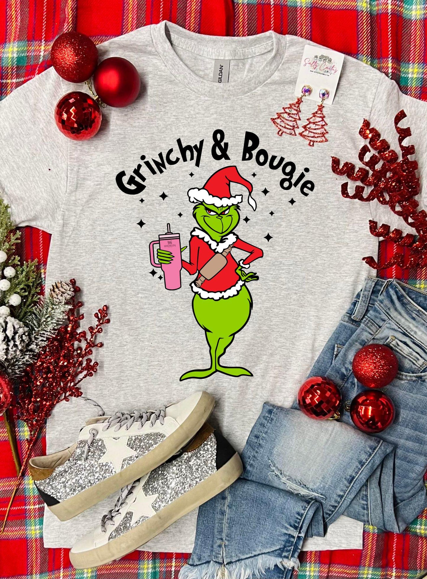 Grinchy & Bougie Ash Grey Tee