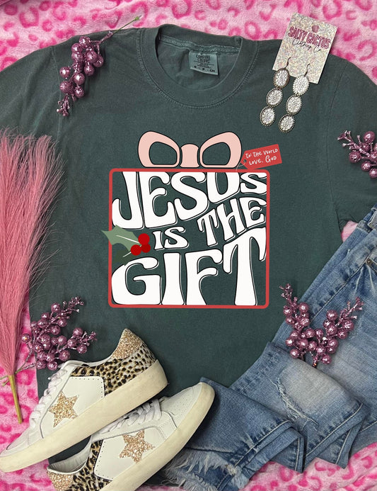 *DTG* Jesus is the Gift Box Spruce Comfort Color Tee