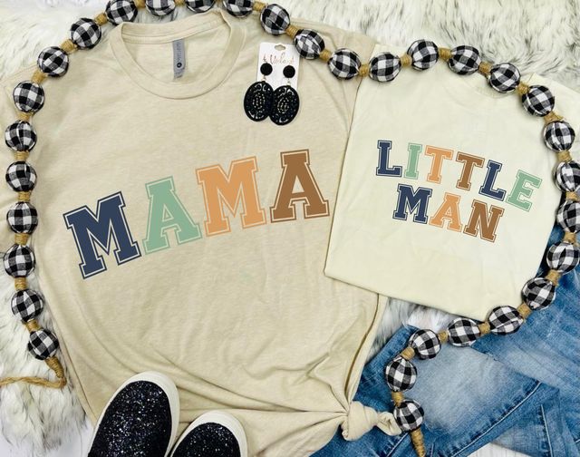 Mama and Little Man Neutral Tan Tee