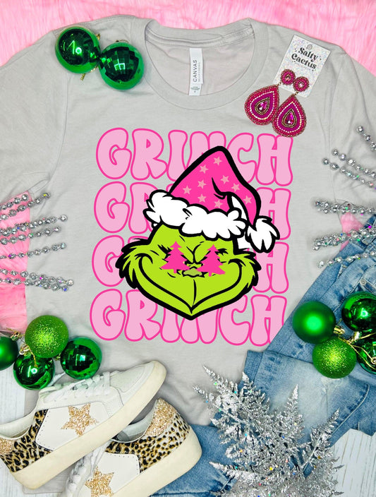 *DTG* Pink Grinch Stars Stone Tee