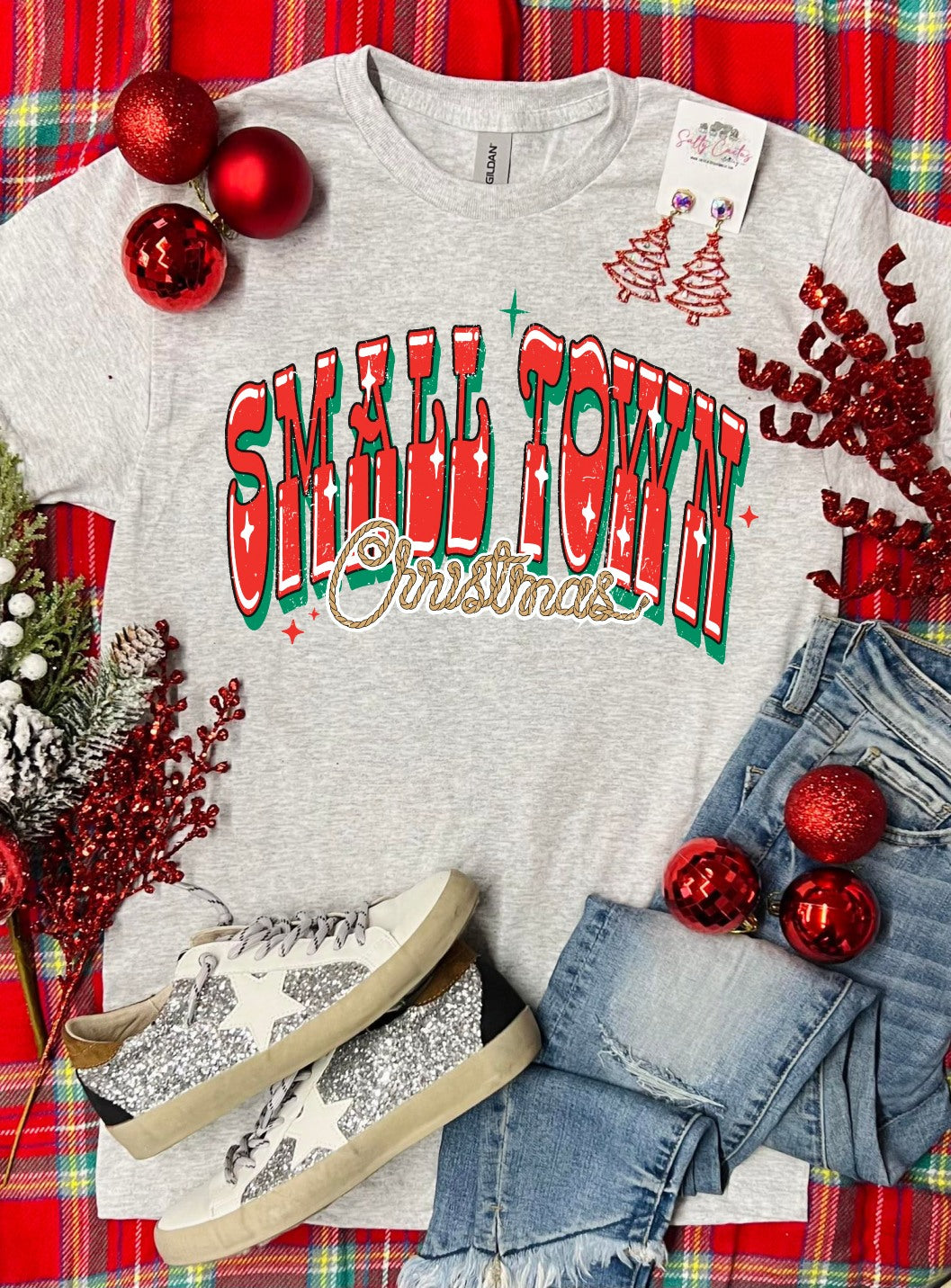 Small Town Christmas Ash Grey Tee