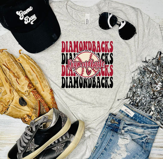 Diamondbacks Stacked Ash Grey Tee