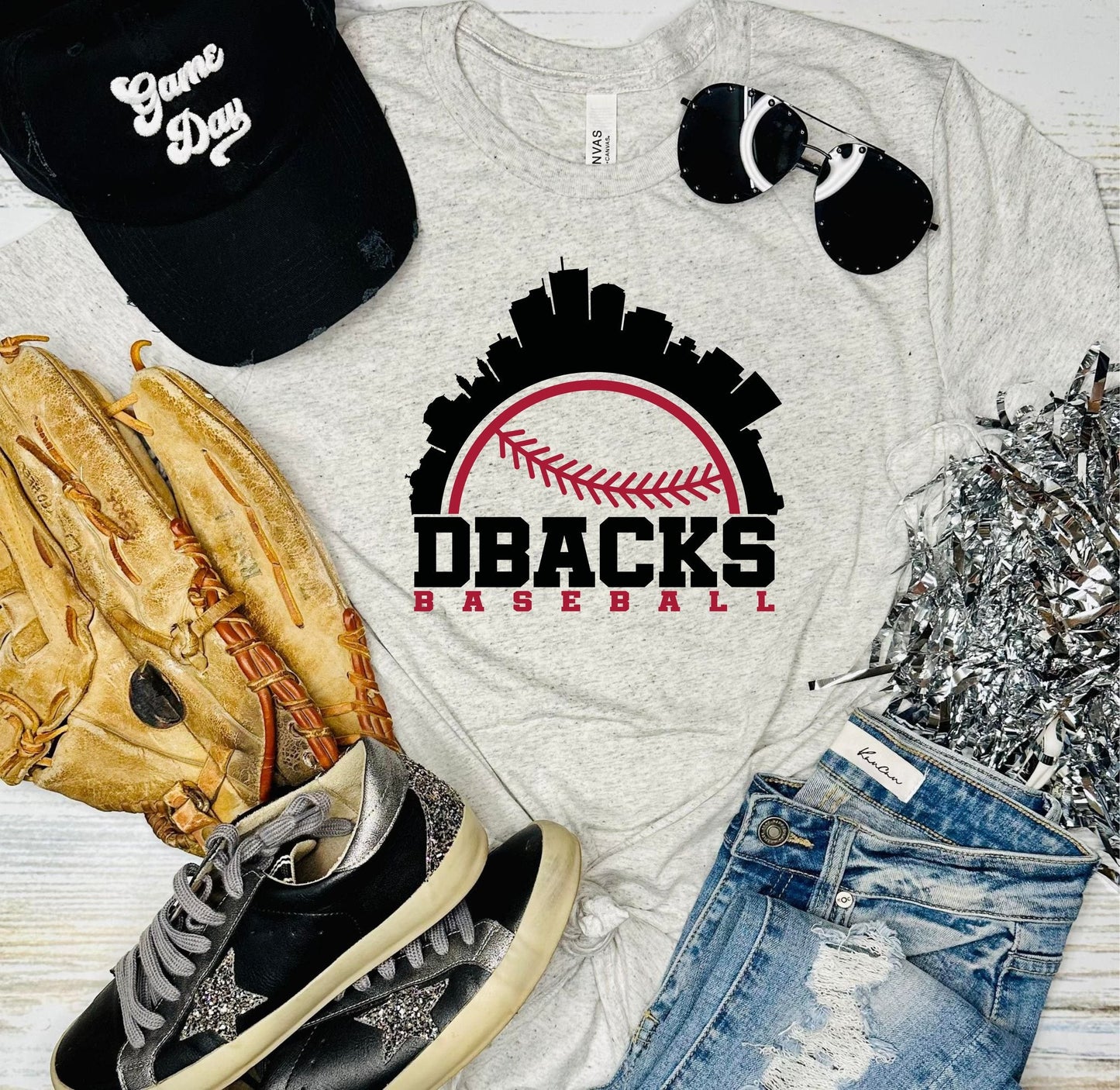 DBacks Baseball Skyline Ash Grey Tee