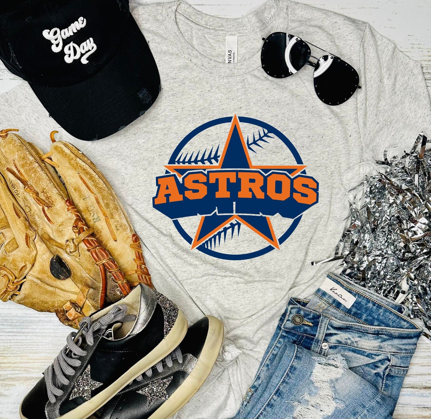 Astros Baseball Star Ash Grey Tee