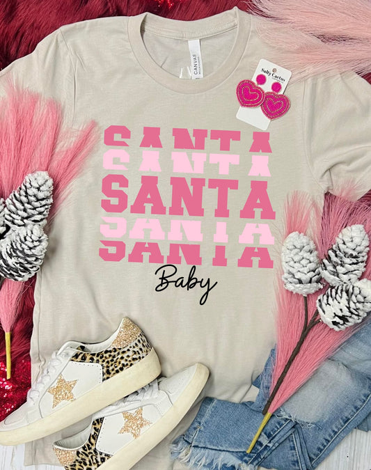 *DTG* Santa Santa Baby Pink Tan Tee