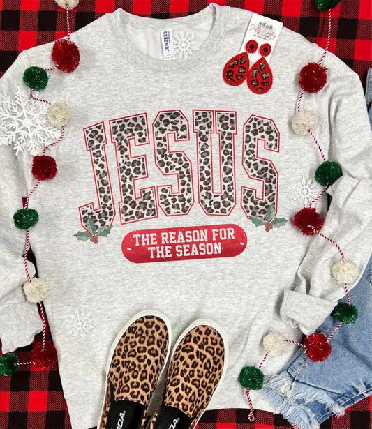 Jesus is the Reason For The Season Leopard- Ash Grey