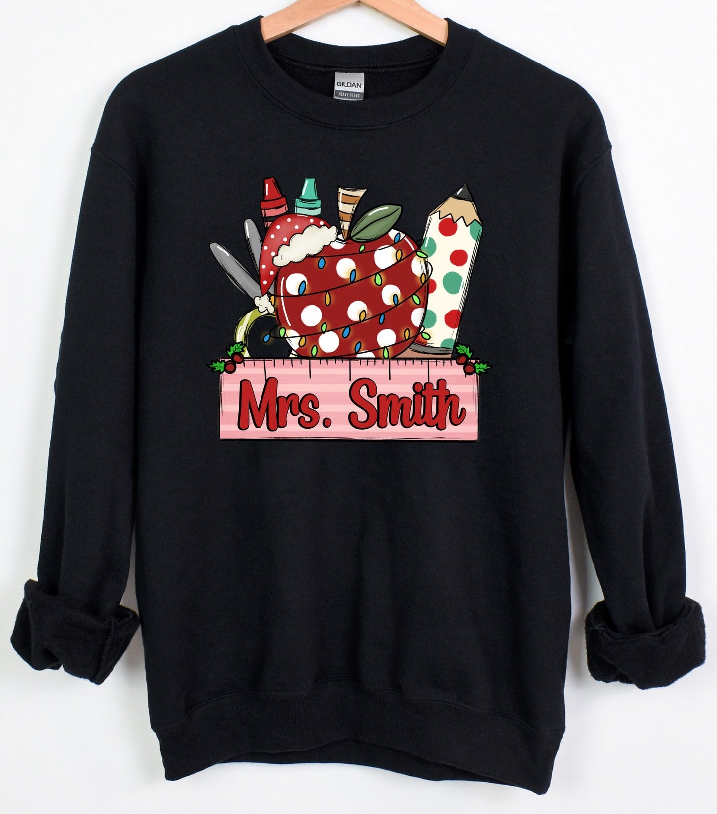 *DTG* Christmas Custom Apple Red Polka Dot Sweatshirt