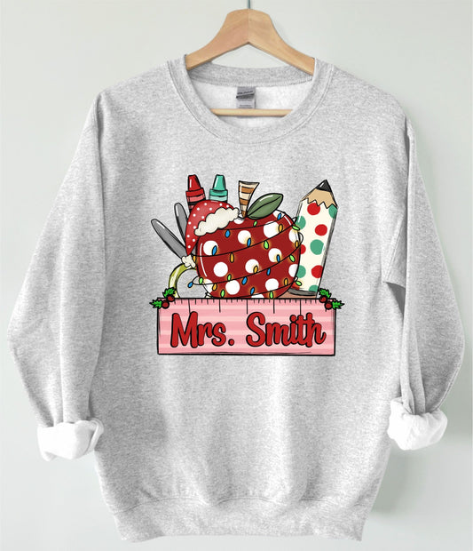 *DTG* Christmas Custom Apple Red Polka Dot Sweatshirt