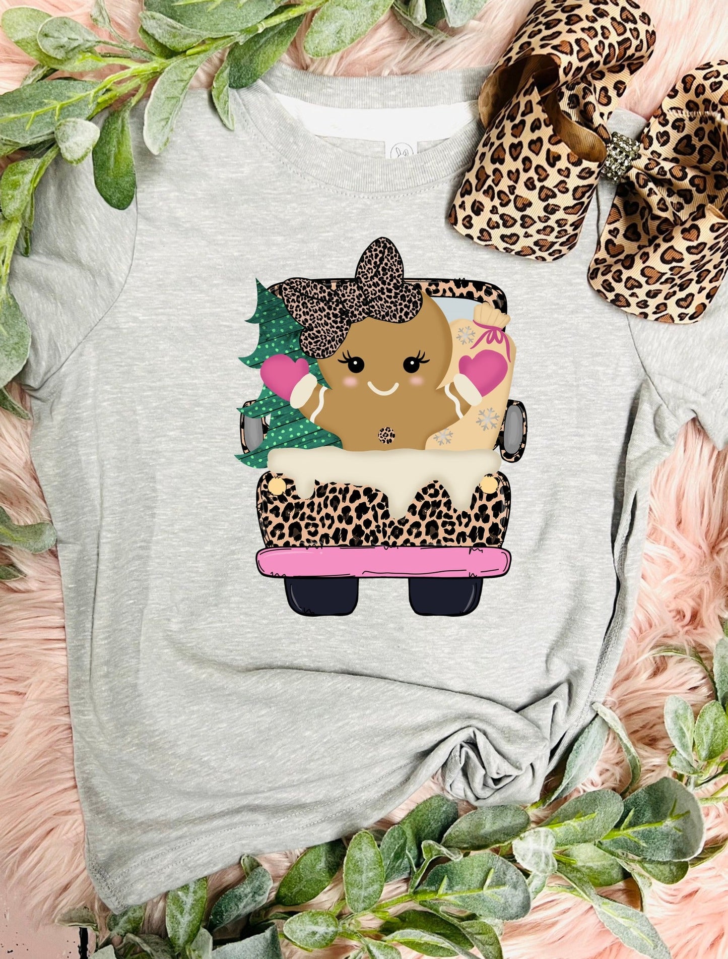 Leopard Truck Gingerbread Ash Grey Tee