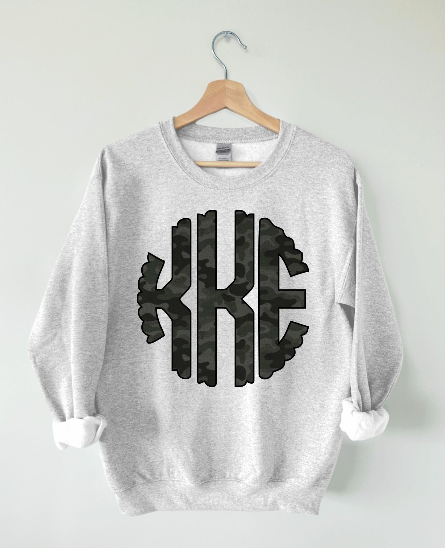 New Black Camo Monogram Ash Grey Tee/Sweatshirt