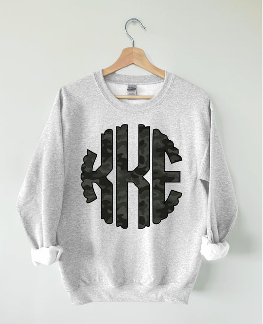 Black Camo Monogram Ash Grey Tee/Sweatshirt