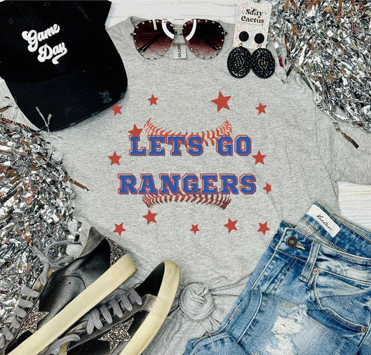 Let's Go Rangers Stars Ash Grey Tee