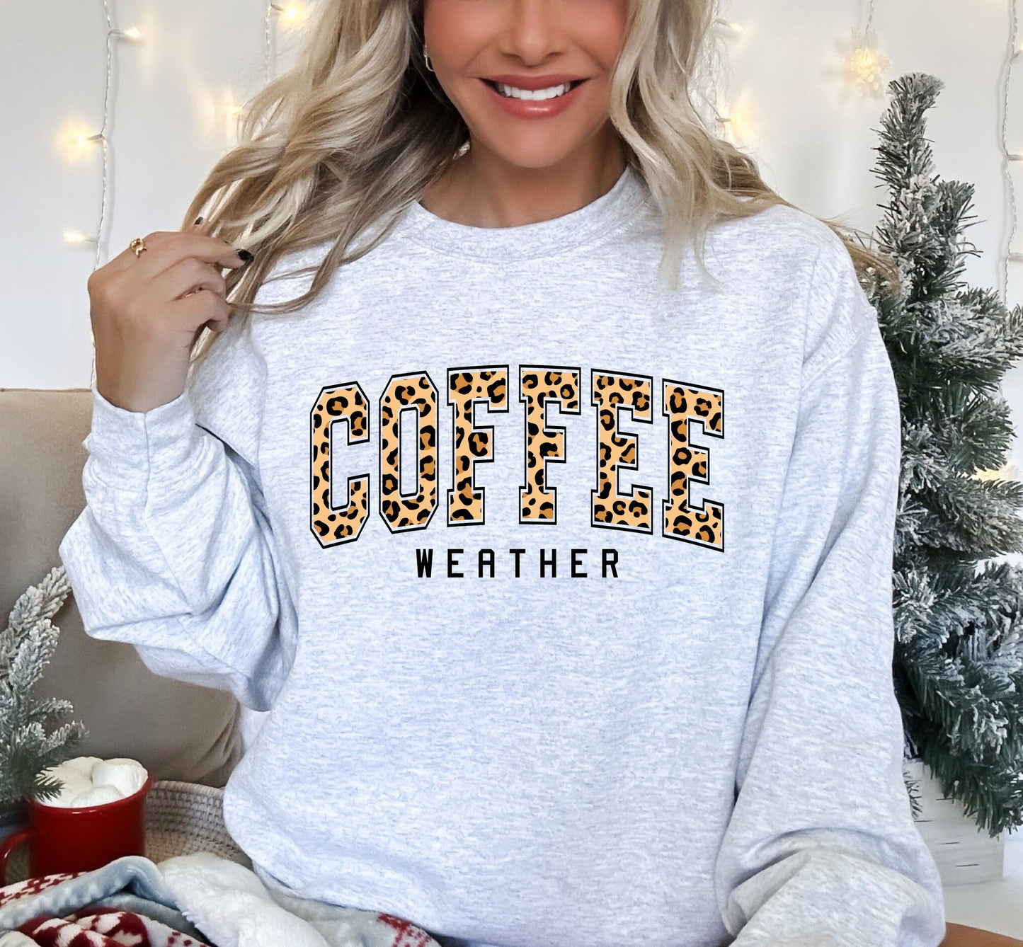 Leopard Coffee Weather Ash Grey Sweatshirt