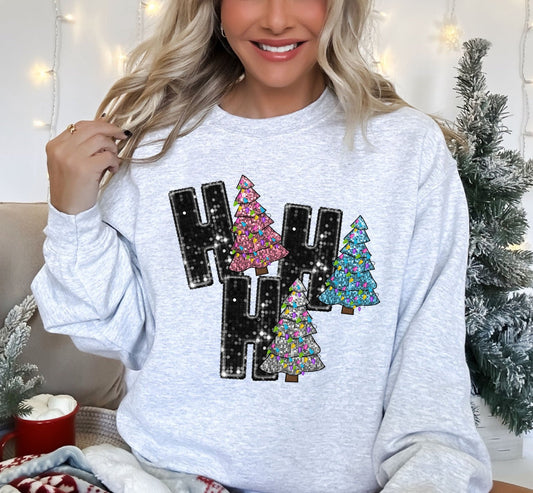 Ho Ho Ho Black Trees Ash Grey Sweatshirt